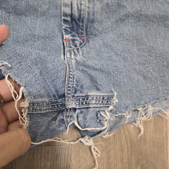 Ikeda Vintage Denim Overalls Shorts 100% Cotton Distressed Y2K Workwear Romper - Picture 3 of 11